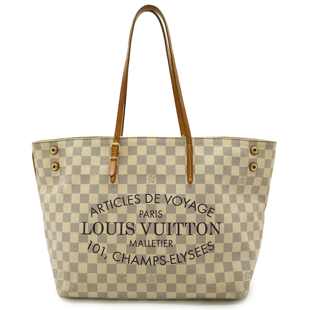 LOUIS VUITTON Damier Azur White Cabas Tote Bag Shoulder Hobo
